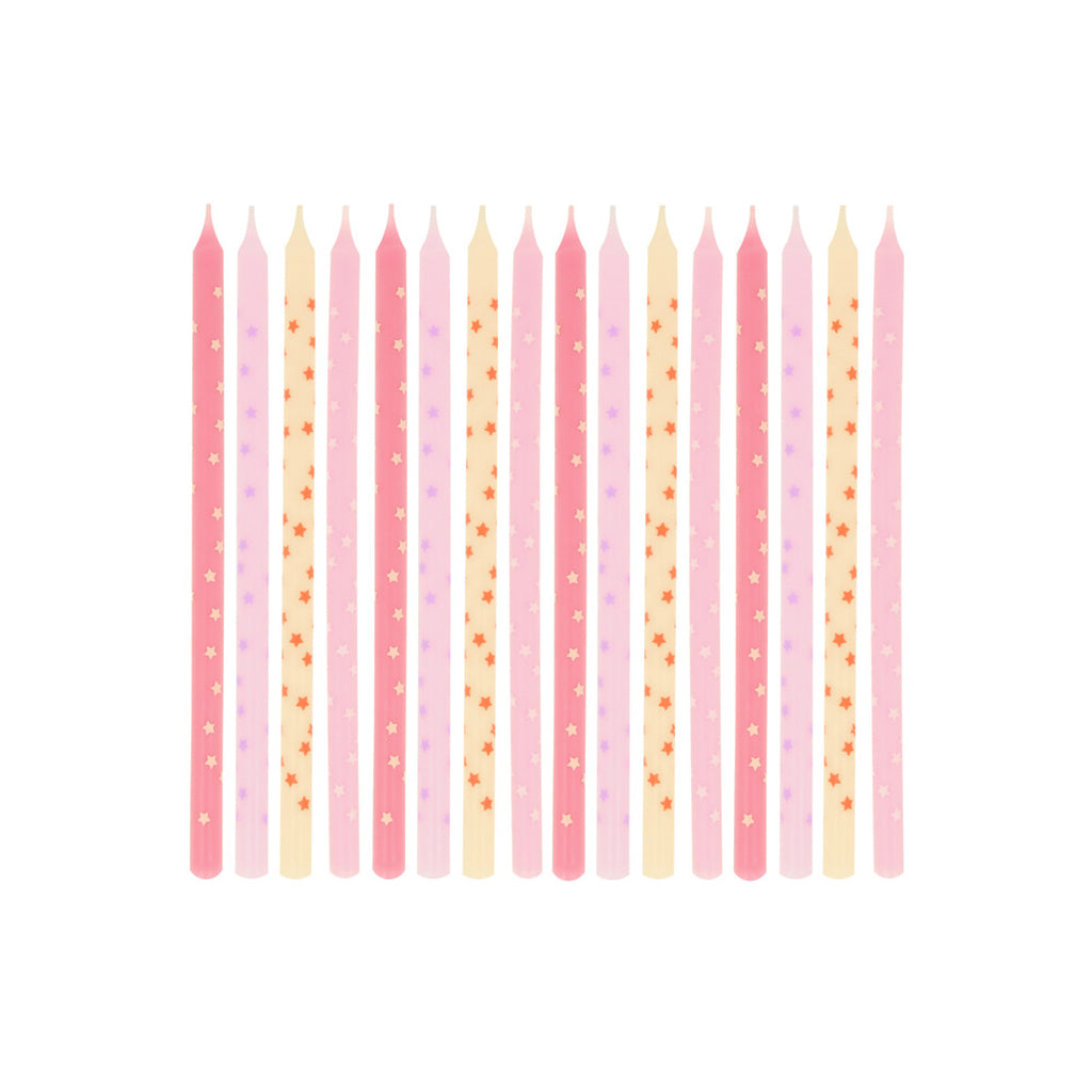 Meri Meri Cake Candles, Pink Stars - Set of 16