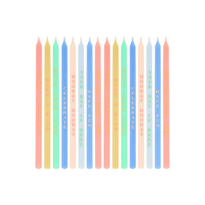 Meri Meri Cake Candles with Party Phrases - Set of 16