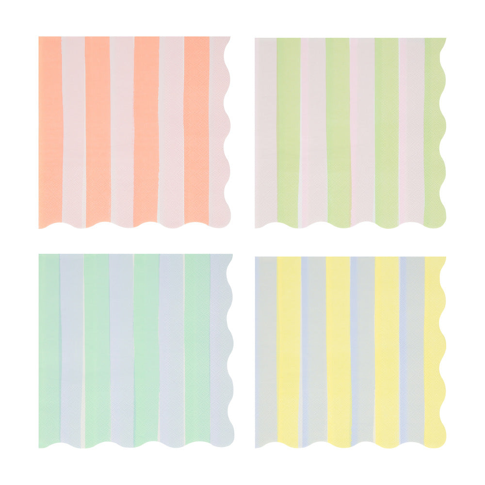 Meri Meri Napkins Size L, Pastel Stripe - Pack of 16