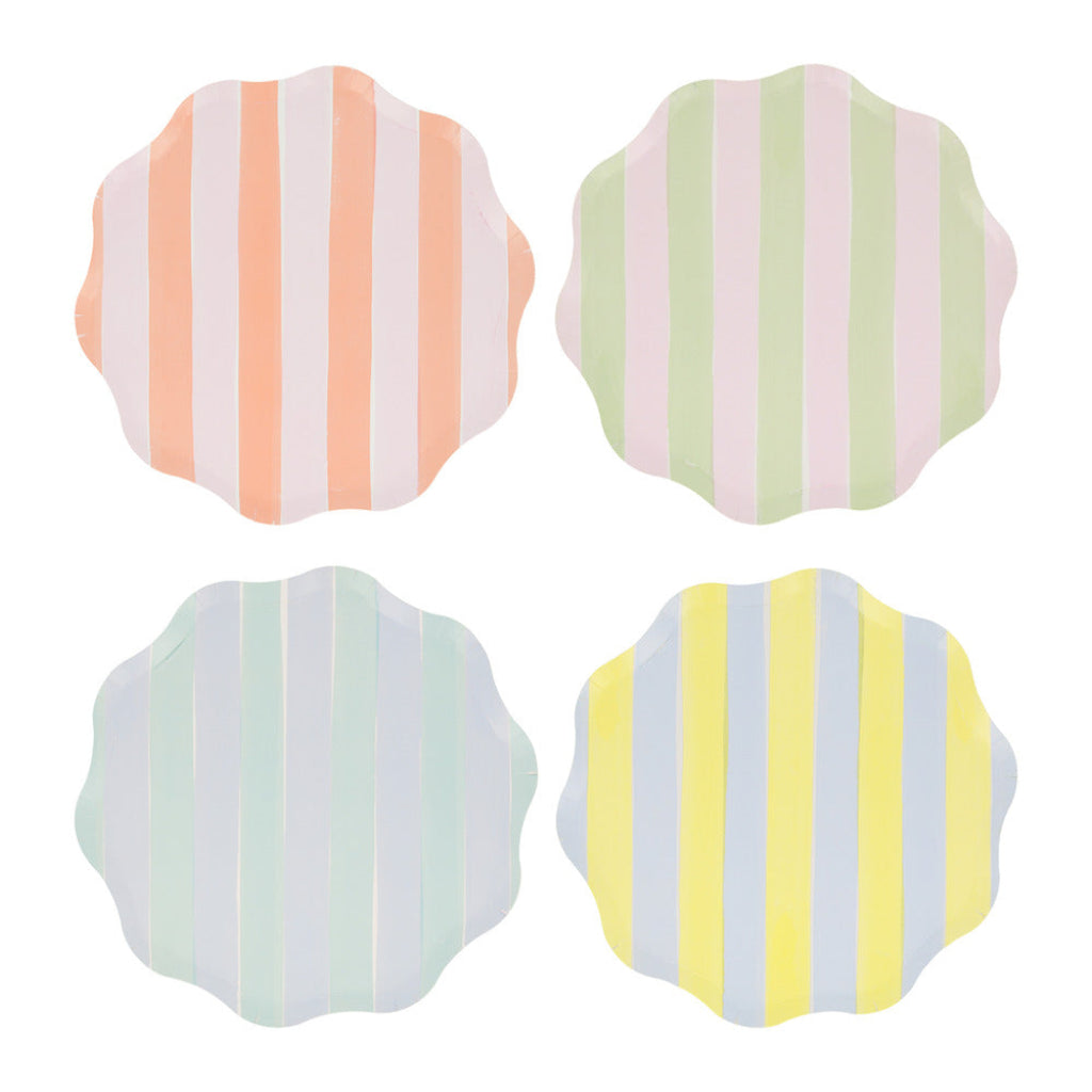 Meri Meri Paper Plates Size S, Pastel Stripe - Set of 8