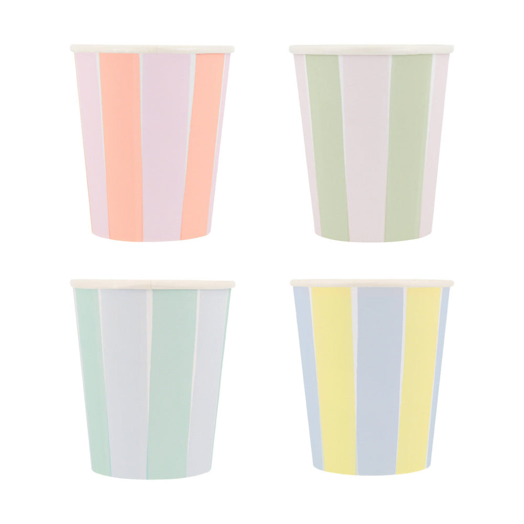 Meri Meri Paper Cups, Pastel Stripe - Set of 8
