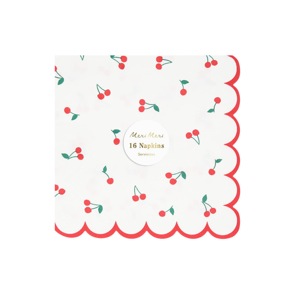 Meri Meri Napkins, Size L, Cherry - Set of 16