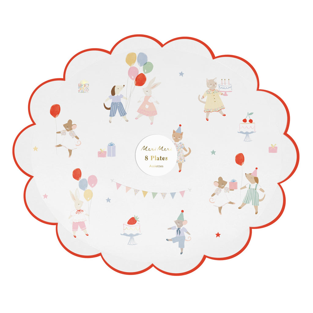 Meri Meri Paper Plates, Size L, Animal Friends - Set of 8