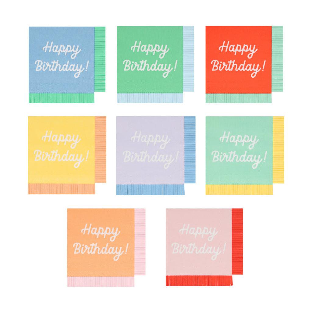 Meri Meri Napkins Size S, Mixed Happy Birthday - Pack of 8