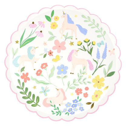 Meri Meri Paper Plates, Size S, Meadow Unicorns - 8 pcs