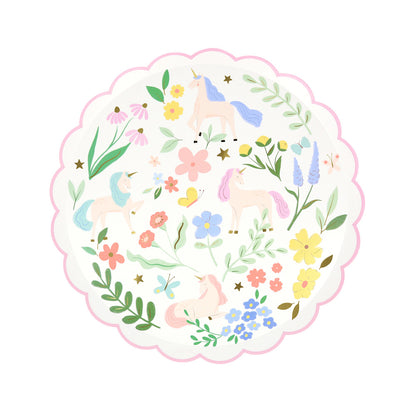Meri Meri Paper Plates, Size S, Meadow Unicorns - 8 pcs