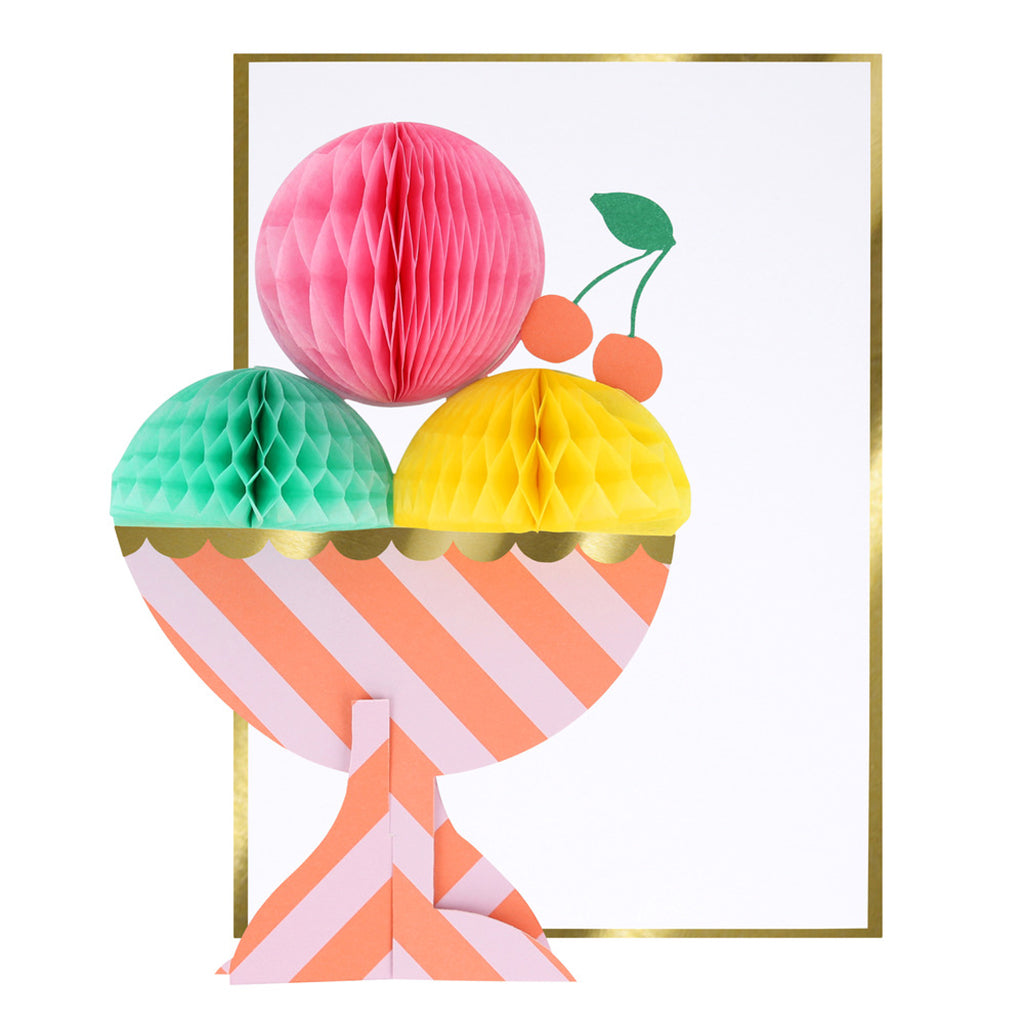 Meri Meri Birthday Card, Ice Cream Sundae Honeycomb