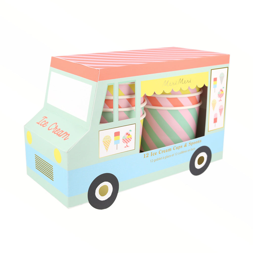 Meri Meri Paper Cups, Ice Cream Cups and Spoons - Set of 12