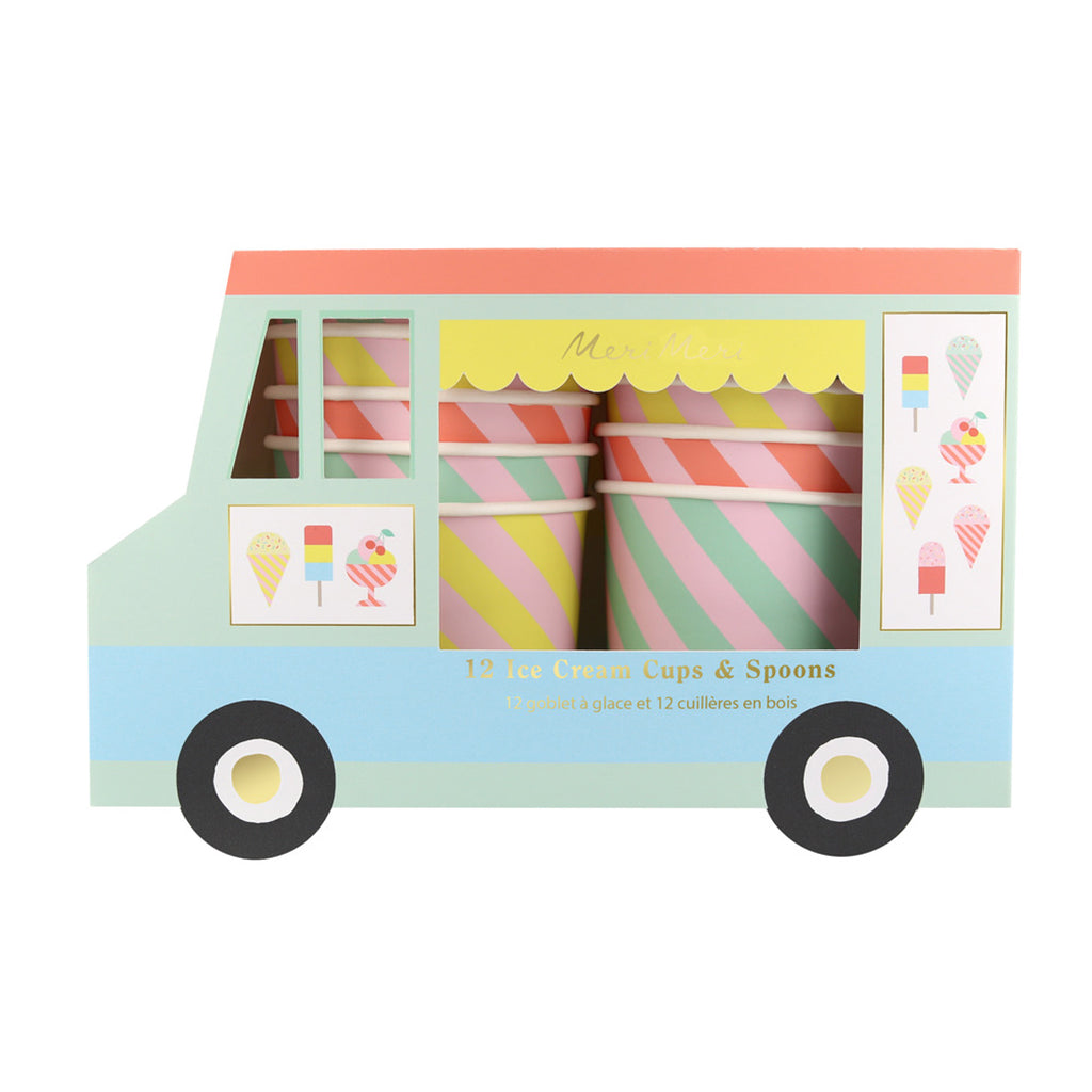 Meri Meri Paper Cups, Ice Cream Cups and Spoons - Set of 12