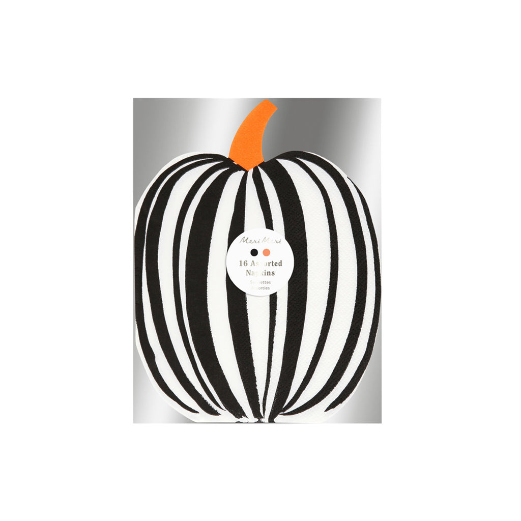 Meri Meri Napkins, Halloween, Striped Pumpkin - Set of 16