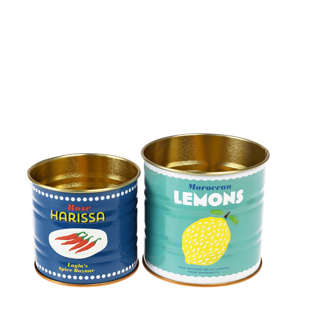 Rex London Mini Metal Storage Tins, Set of 2 - Lemons and Harissa
