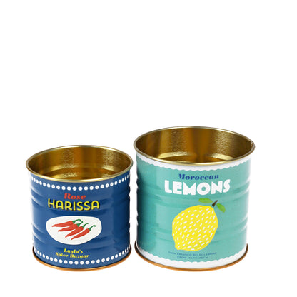 Rex London Mini Metal Storage Tins, Set of 2 - Lemons and Harissa