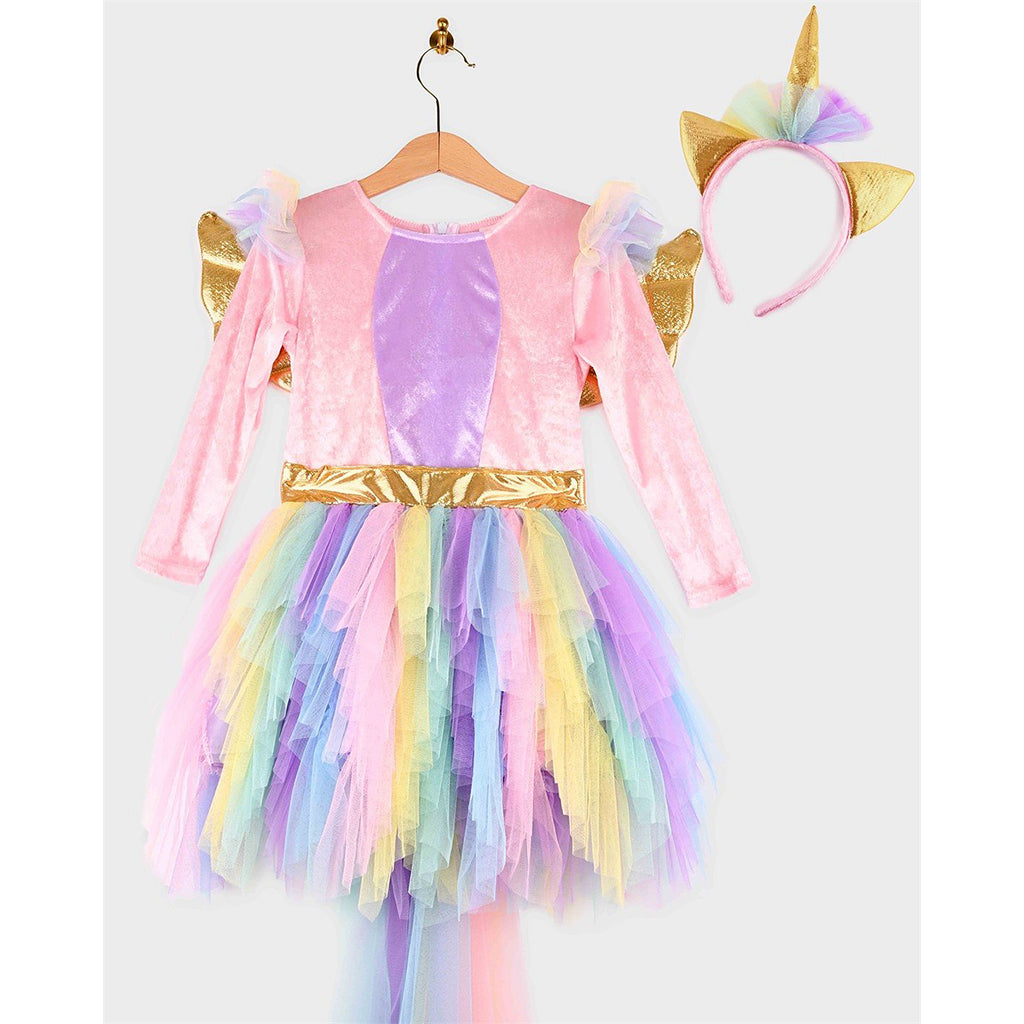 Den Goda Fen Unicorn Dress and Tiara, available in sizes 2–4 years, 4–6 years, and 6–8 years