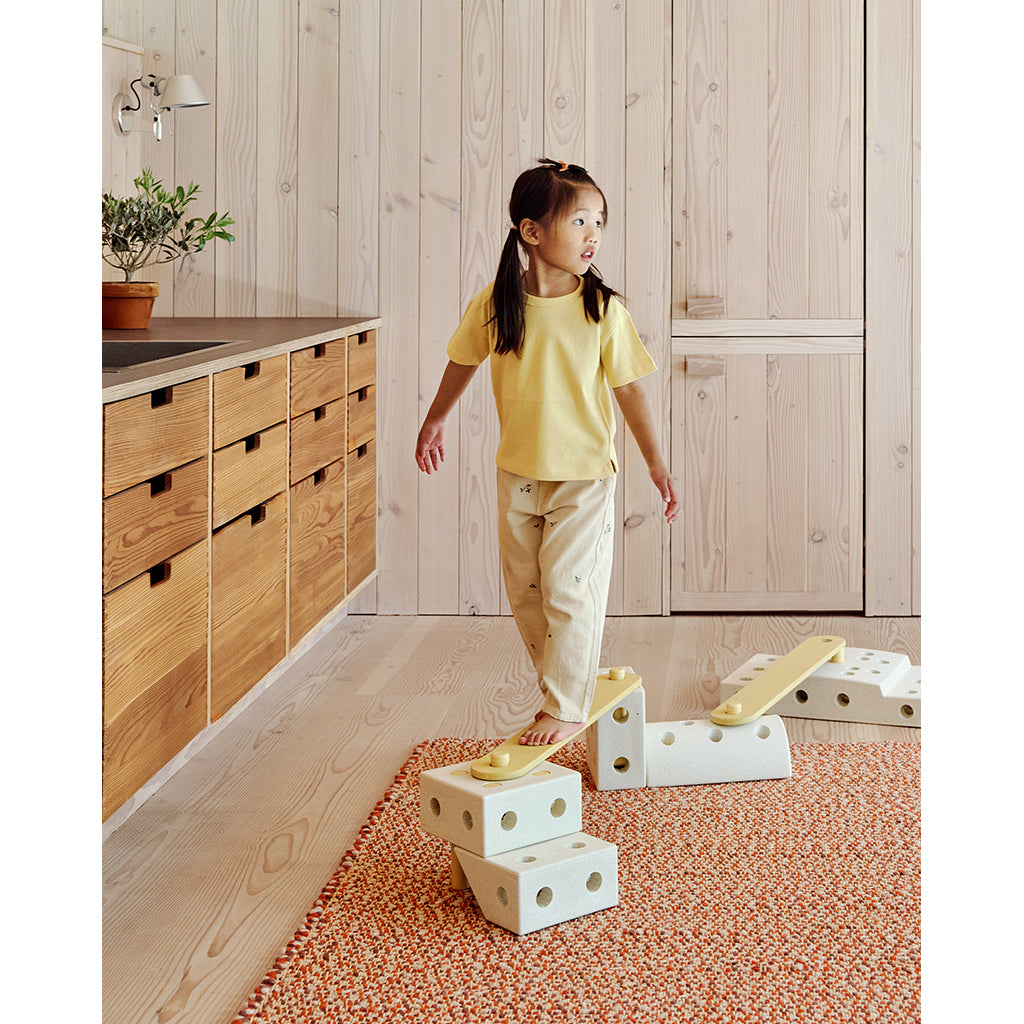 Modu Beams, Wooden Balance Beams, Activity Toy - Sand Grey/ Soft Rose