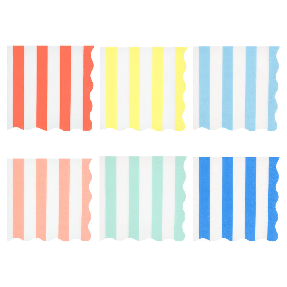 Meri Meri Napkins, Beach Striped Size L - Pack of 16