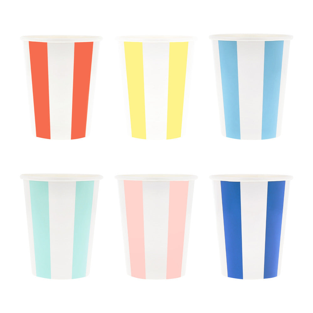 Meri Meri Paper Cups, Beach Striped - Set of 8