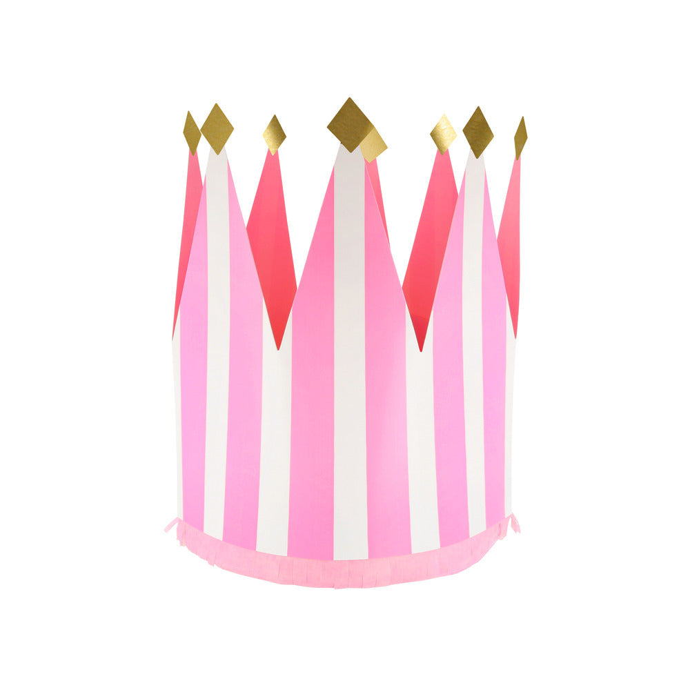 Meri Meri Paper Crowns, Striped – Set of 8