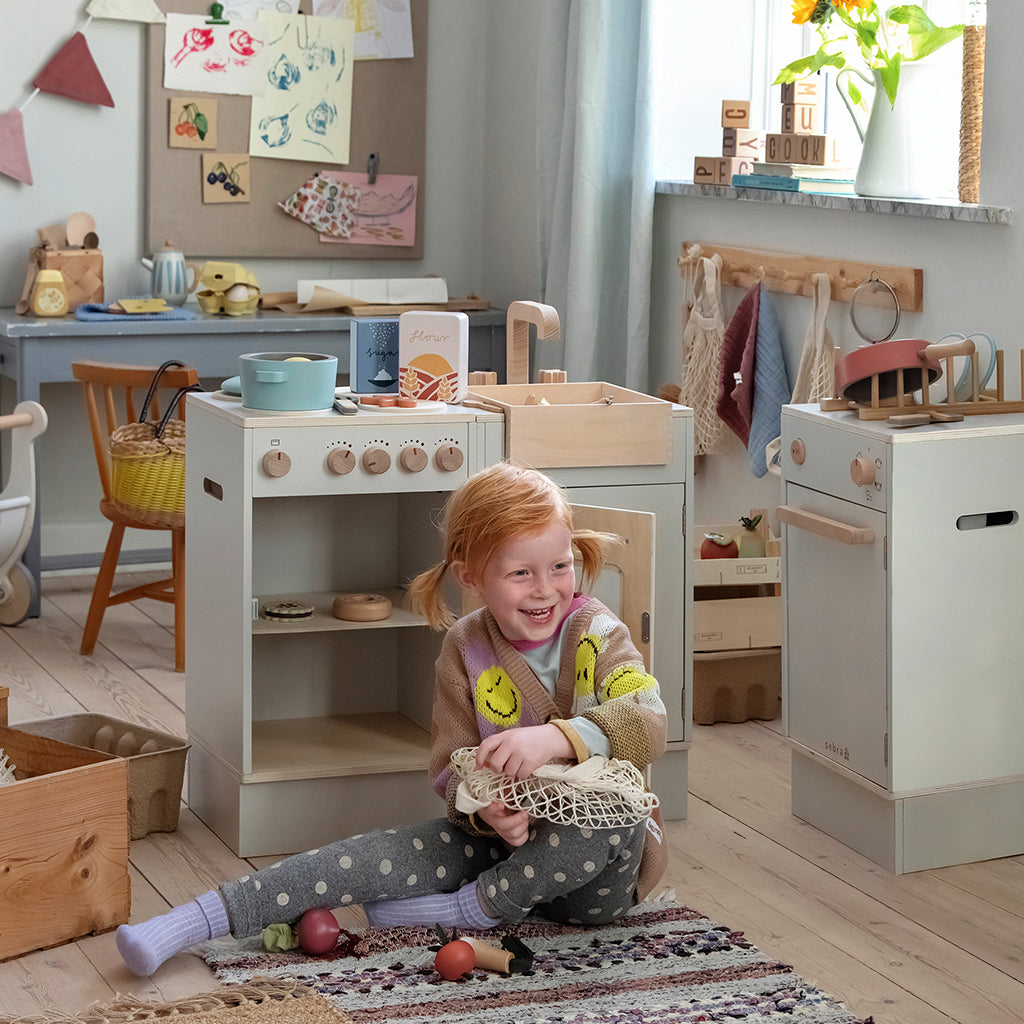 Sebra Wooden Play Kitchen, Beige,