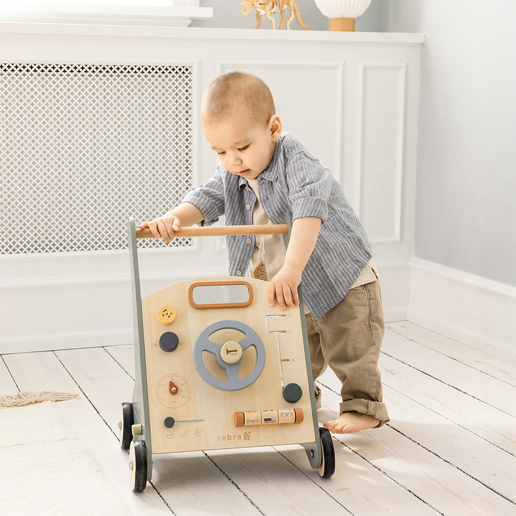 Sebra Wooden Walker with Activities, Car