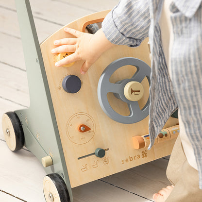 Sebra Wooden Walker with Activities, Car