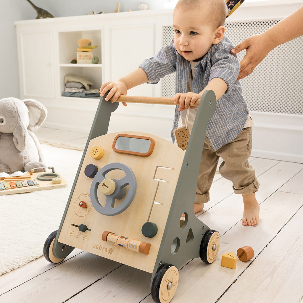 Sebra Wooden Walker with Activities, Car