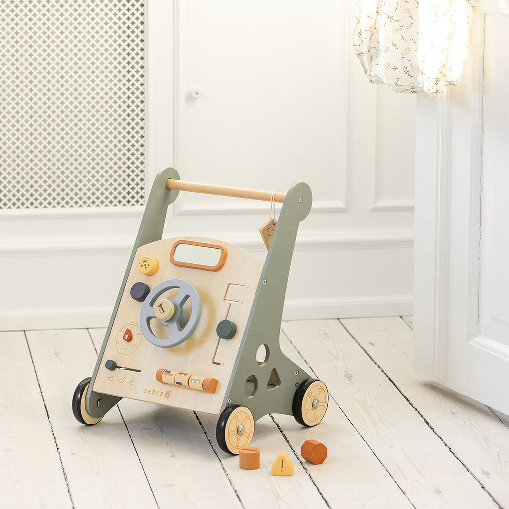 Sebra Wooden Walker with Activities, Car
