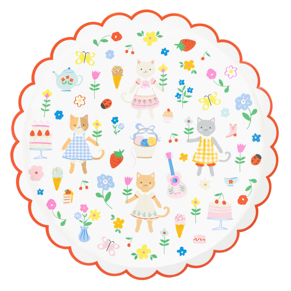Meri Meri Paper Plates Size L, Kitten Club - 8 pcs.