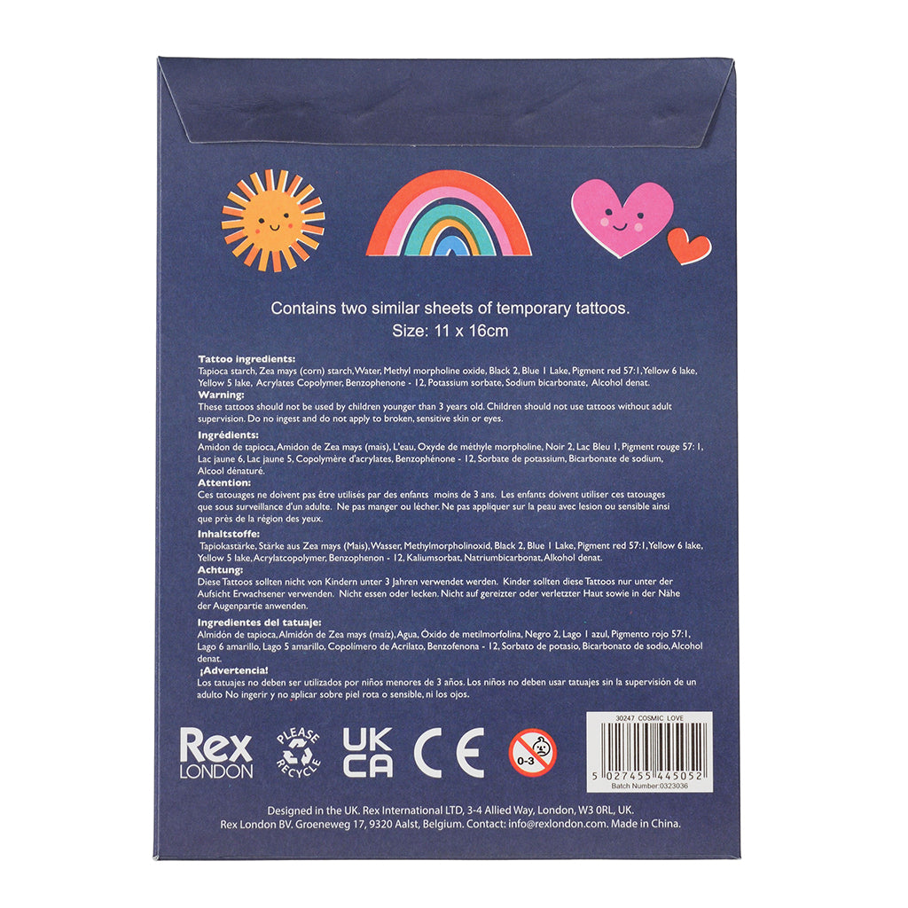 Rex London Tattoo Sheets, 2 Pack - Cosmic Love