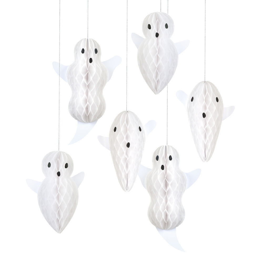 Meri Meri Halloween spøgelser, Hanging Ghost Decorations, 6 stk.