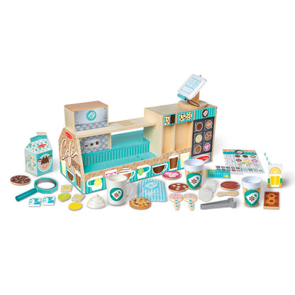 Melissa &amp; Doug Wooden Play Food Set, Barista Coffee Bar – 35 Pieces