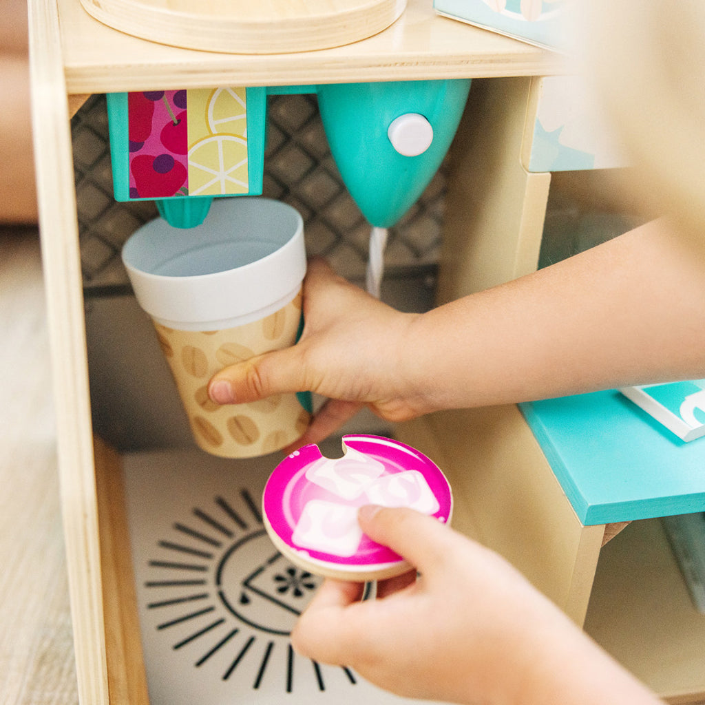 Melissa &amp; Doug Wooden Play Food Set, Barista Coffee Bar – 35 Pieces