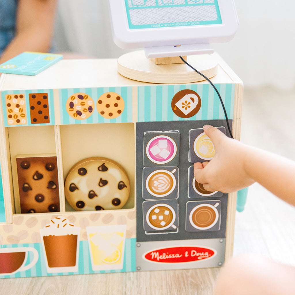 Melissa &amp; Doug Wooden Play Food Set, Barista Coffee Bar – 35 Pieces
