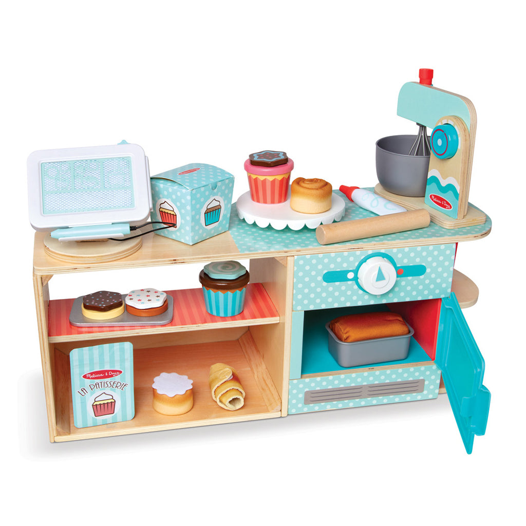 Melissa &amp; Doug Wooden Play Food Set, Barista Coffee Bar – 35 Pieces
