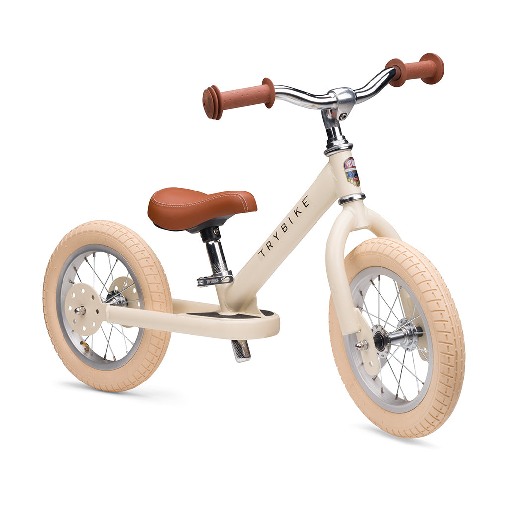 Trybike Balance Bike, Vintage Cream with Retro Look