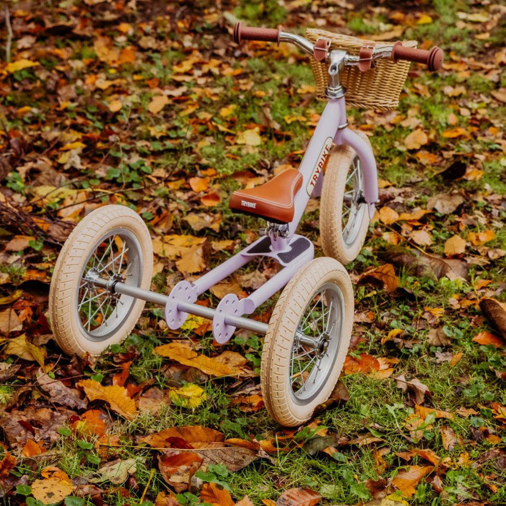 Trybike Tricycle Balance Bike, Vintage Purple with Retro Look