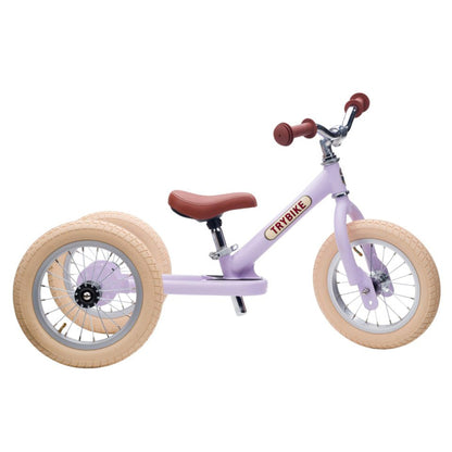 Trybike Tricycle Balance Bike, Vintage Purple with Retro Look