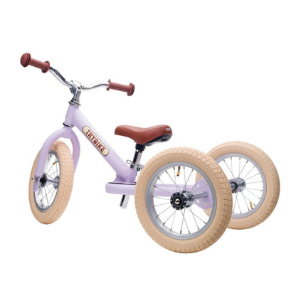 Trybike Tricycle Balance Bike, Vintage Purple with Retro Look