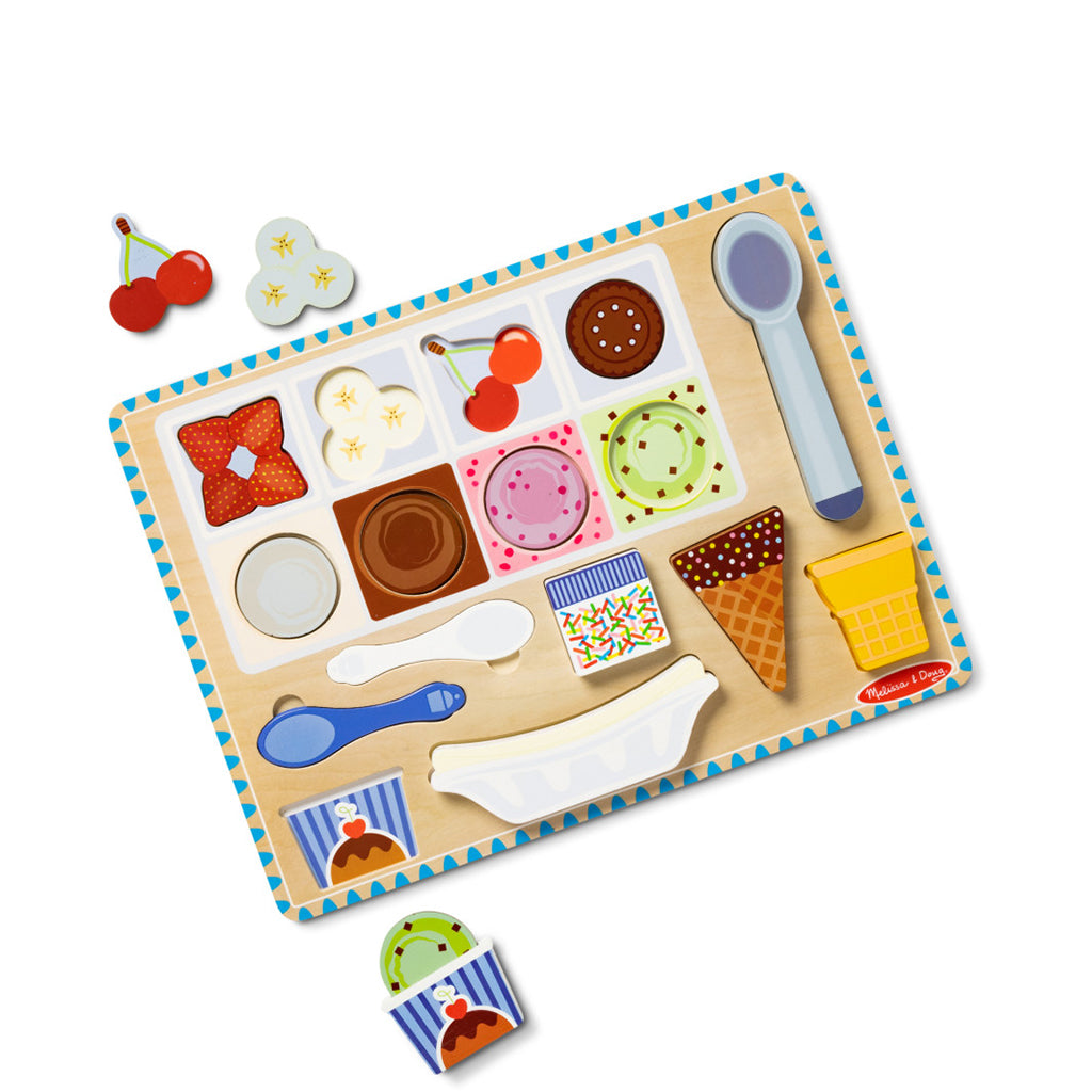 Melissa &amp; Doug 2-in-1 Play Set, Magnetic Puzzle and Play Food - Ice Cream