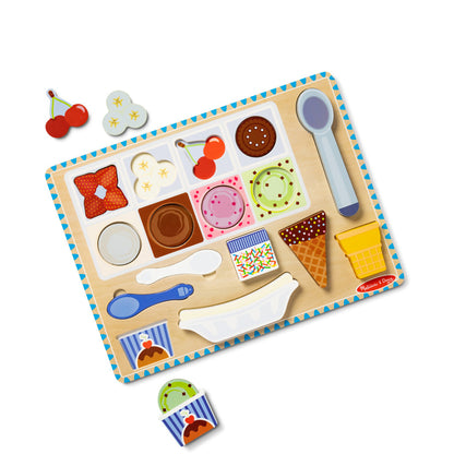 Melissa &amp; Doug 2-in-1 Play Set, Magnetic Puzzle and Play Food - Ice Cream
