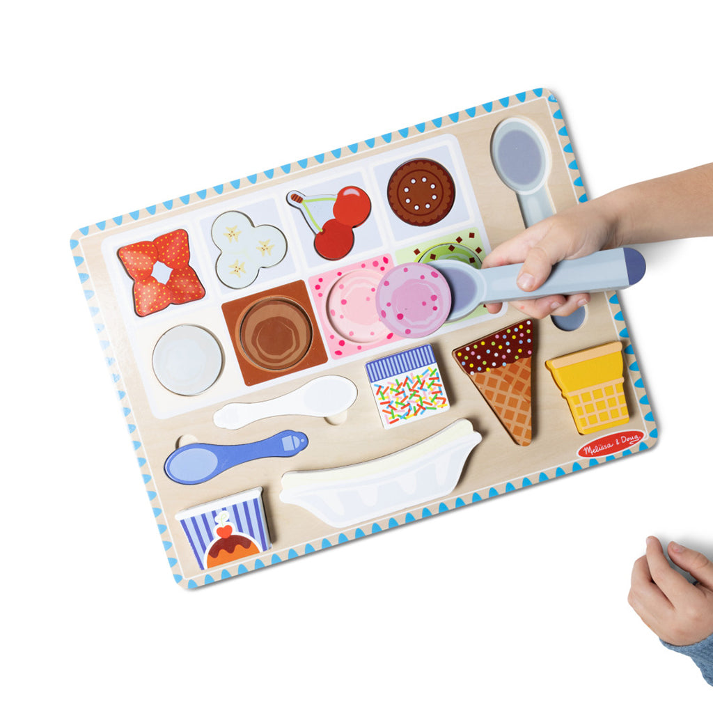 Melissa &amp; Doug 2-in-1 Play Set, Magnetic Puzzle and Play Food - Ice Cream
