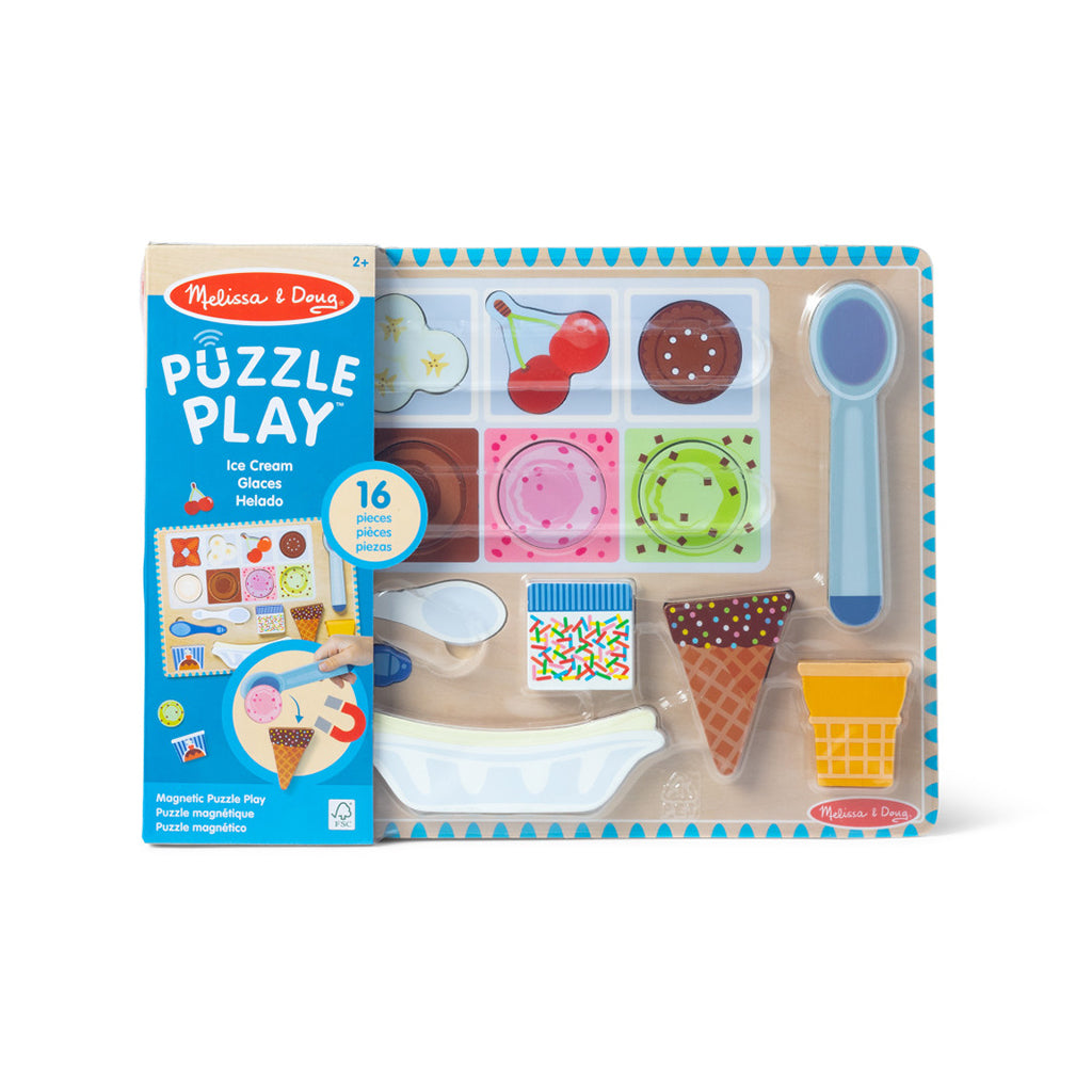 Melissa &amp; Doug 2-in-1 Play Set, Magnetic Puzzle and Play Food - Ice Cream