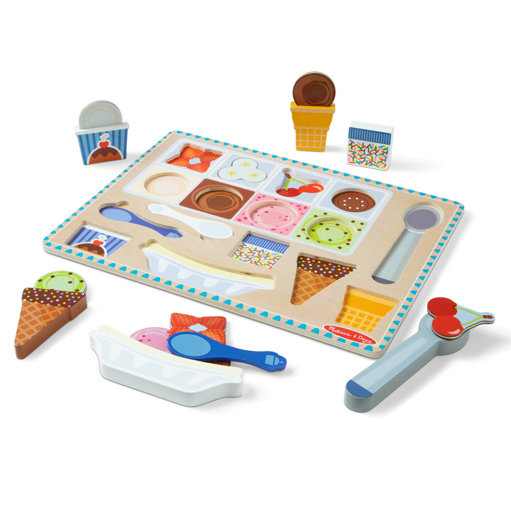 Melissa &amp; Doug 2-in-1 Play Set, Magnetic Puzzle and Play Food - Ice Cream