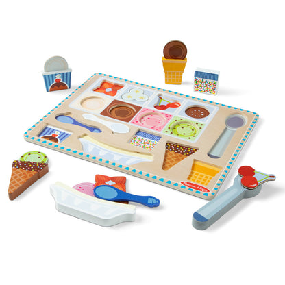 Melissa &amp; Doug 2-in-1 Play Set, Magnetic Puzzle and Play Food - Ice Cream