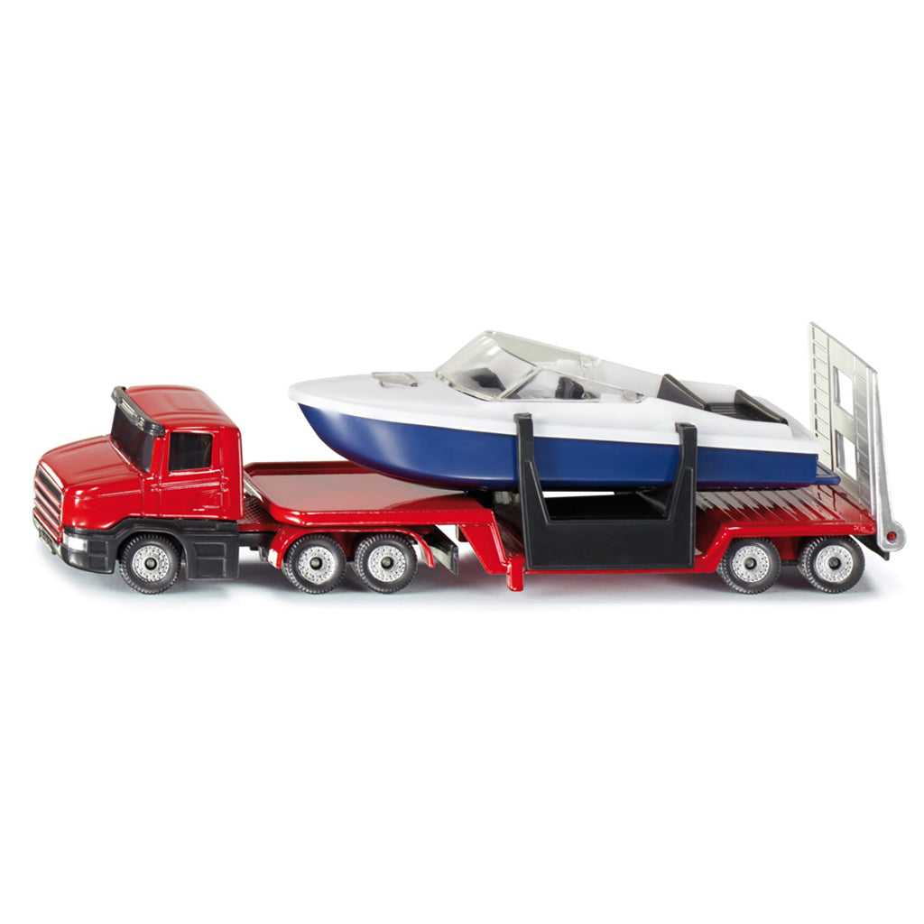 Siku Low Loader with Boat, 15.8 x 3.6 cm