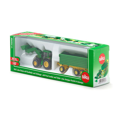 Siku John Deere Front Loader with Trailer, 1:87 Scale