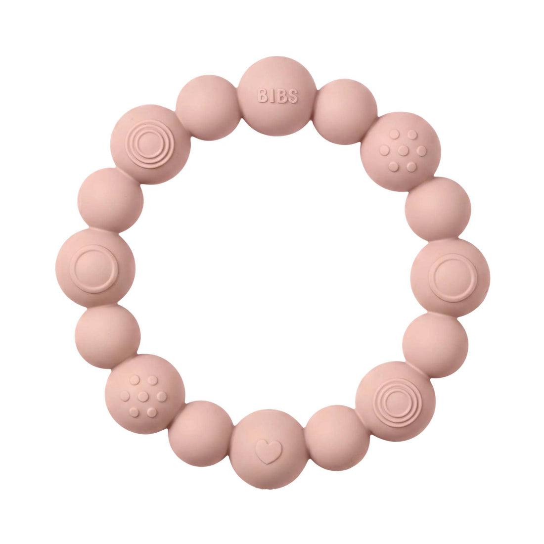 Bibs Silicone Teething Ring, Beaded - Blush