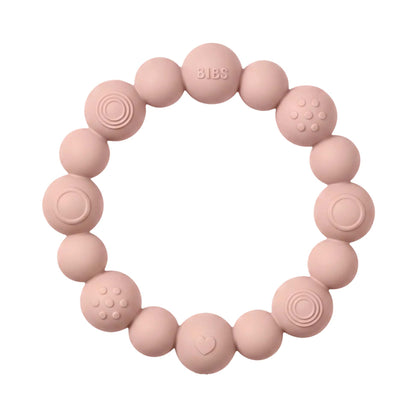Bibs Silicone Teething Ring, Beaded - Blush