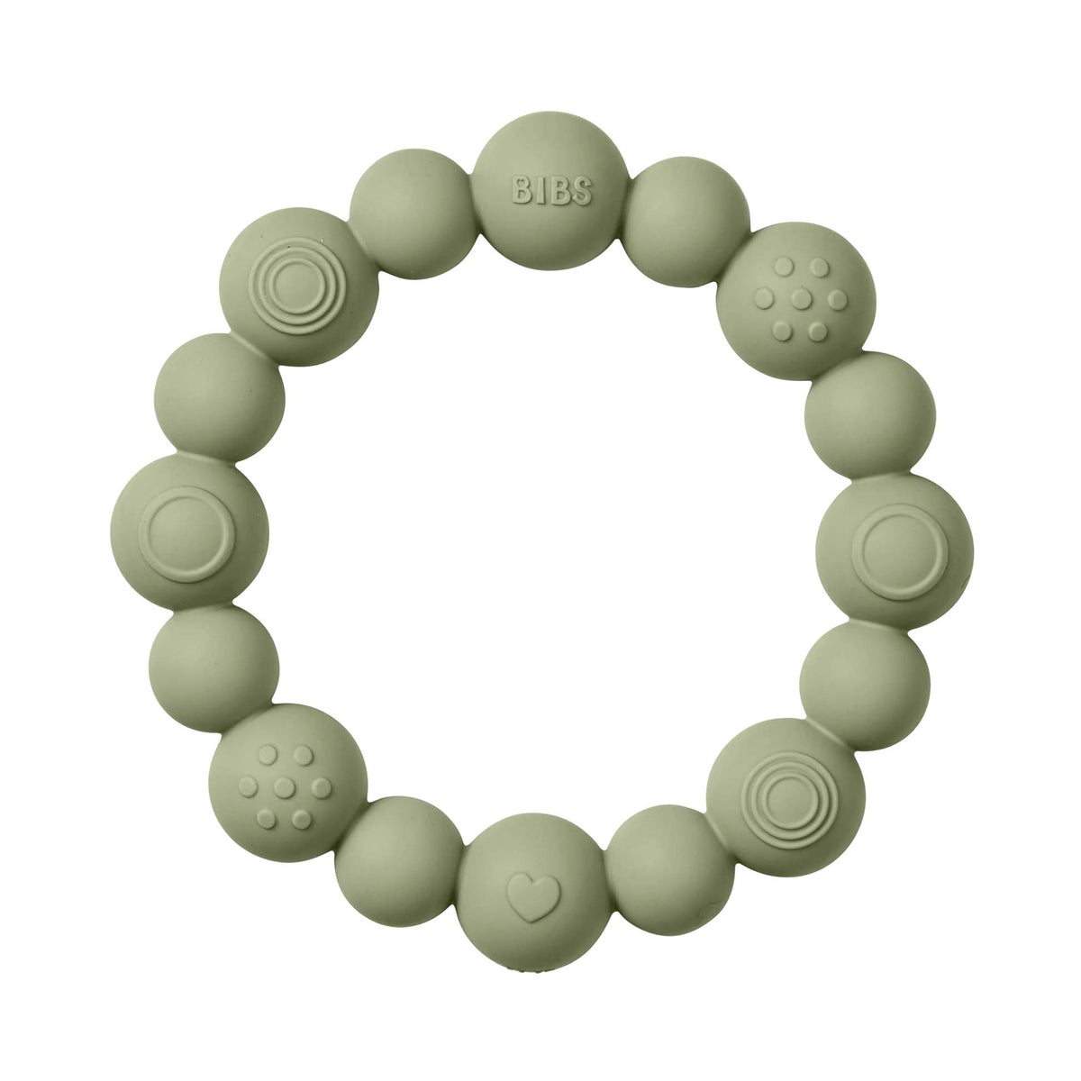 Bibs Silicone Teething Ring, Beaded – Sage