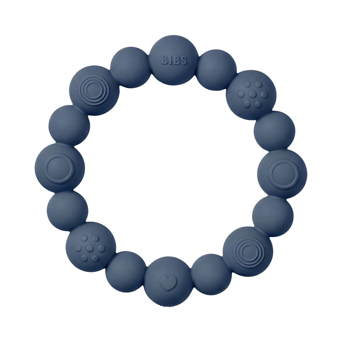 Bibs Silicone Teething Ring, Beaded – Steel Blue