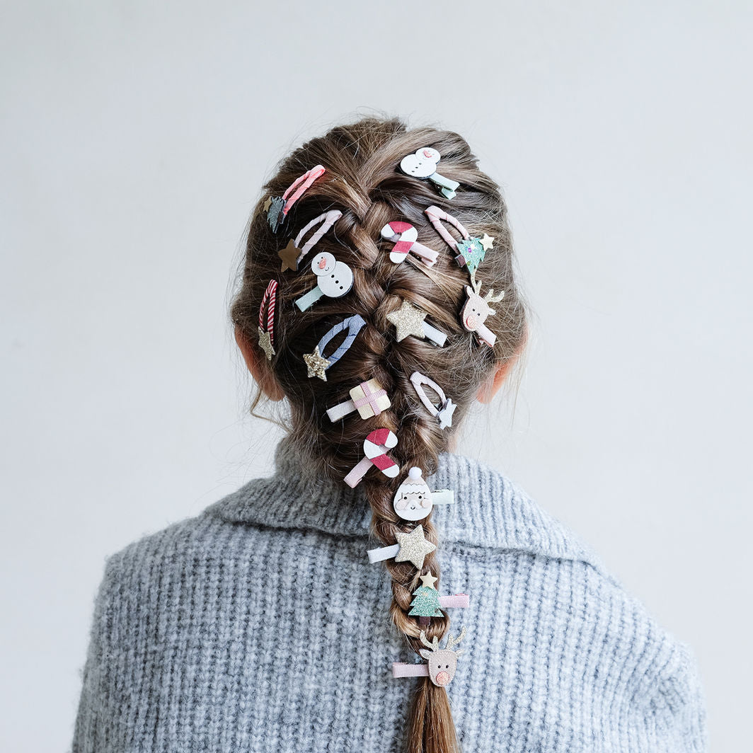 Mimi &amp; Lula Hair Clips, Set of 8 - Mini Santa Christmas